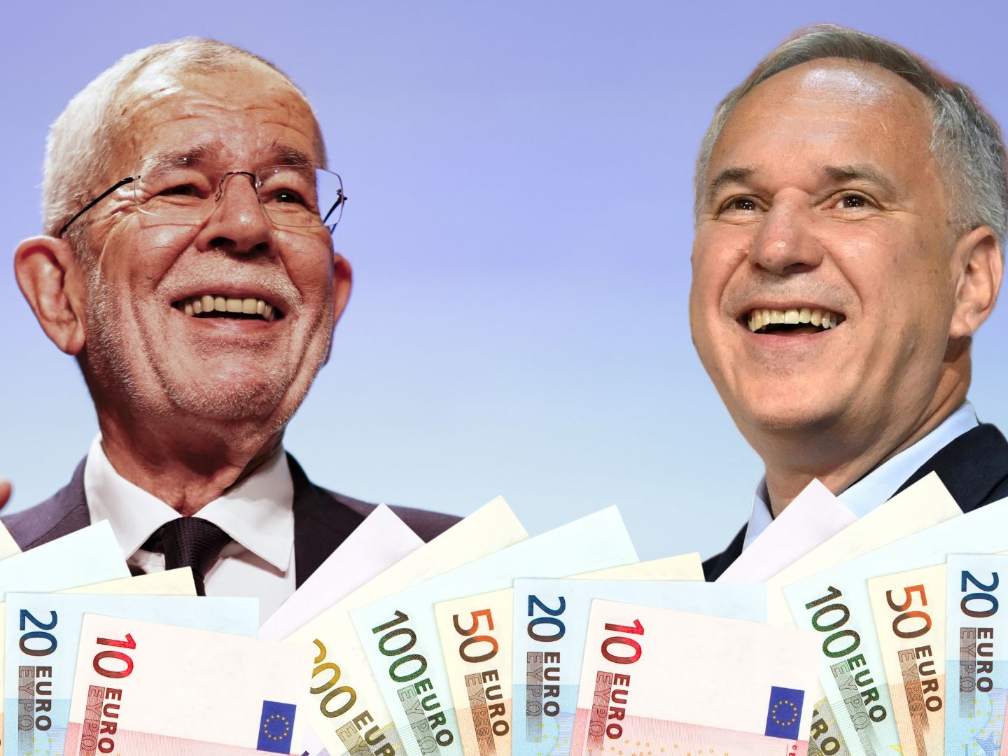 Van der Bellen und Rosenkranz freuen sich über Millionenbeträge.