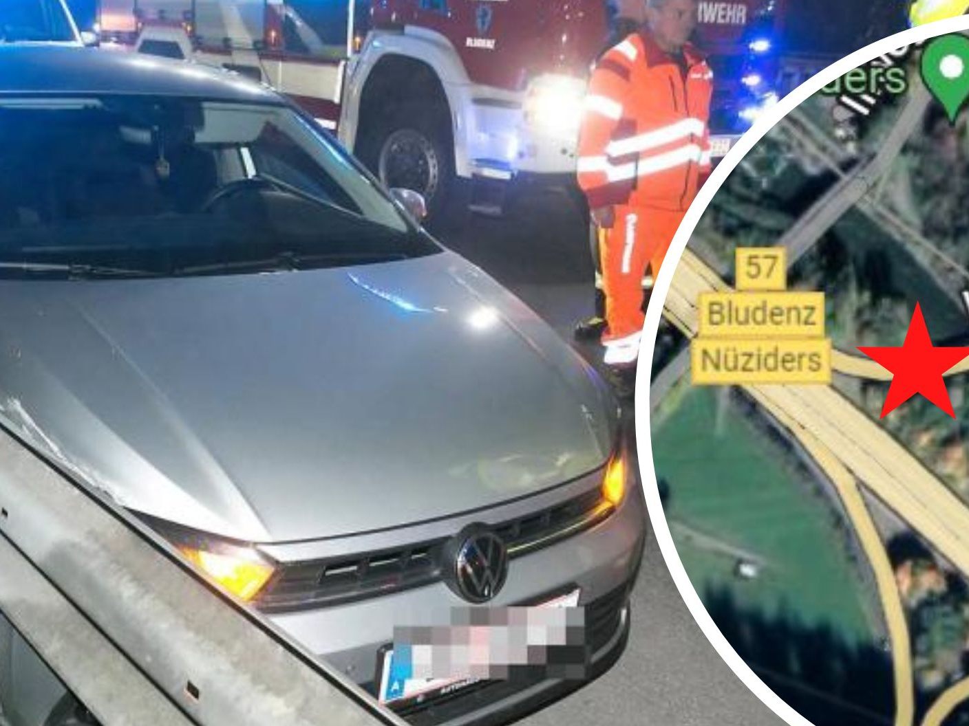 Der Unfalllenker wollte bei der Auffahrt Nüziders auf die A14 auffahren, als er in die Leitschiene prallte.