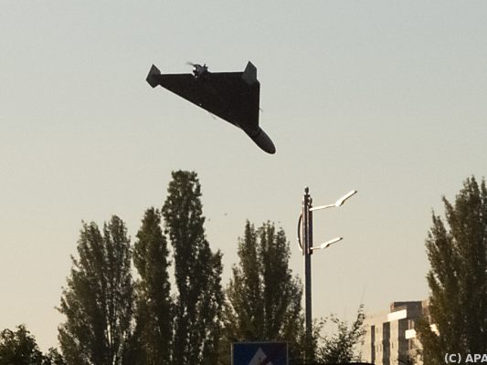 Eine Drone im Anflug auf die ukrainische Haupstadt Kiew