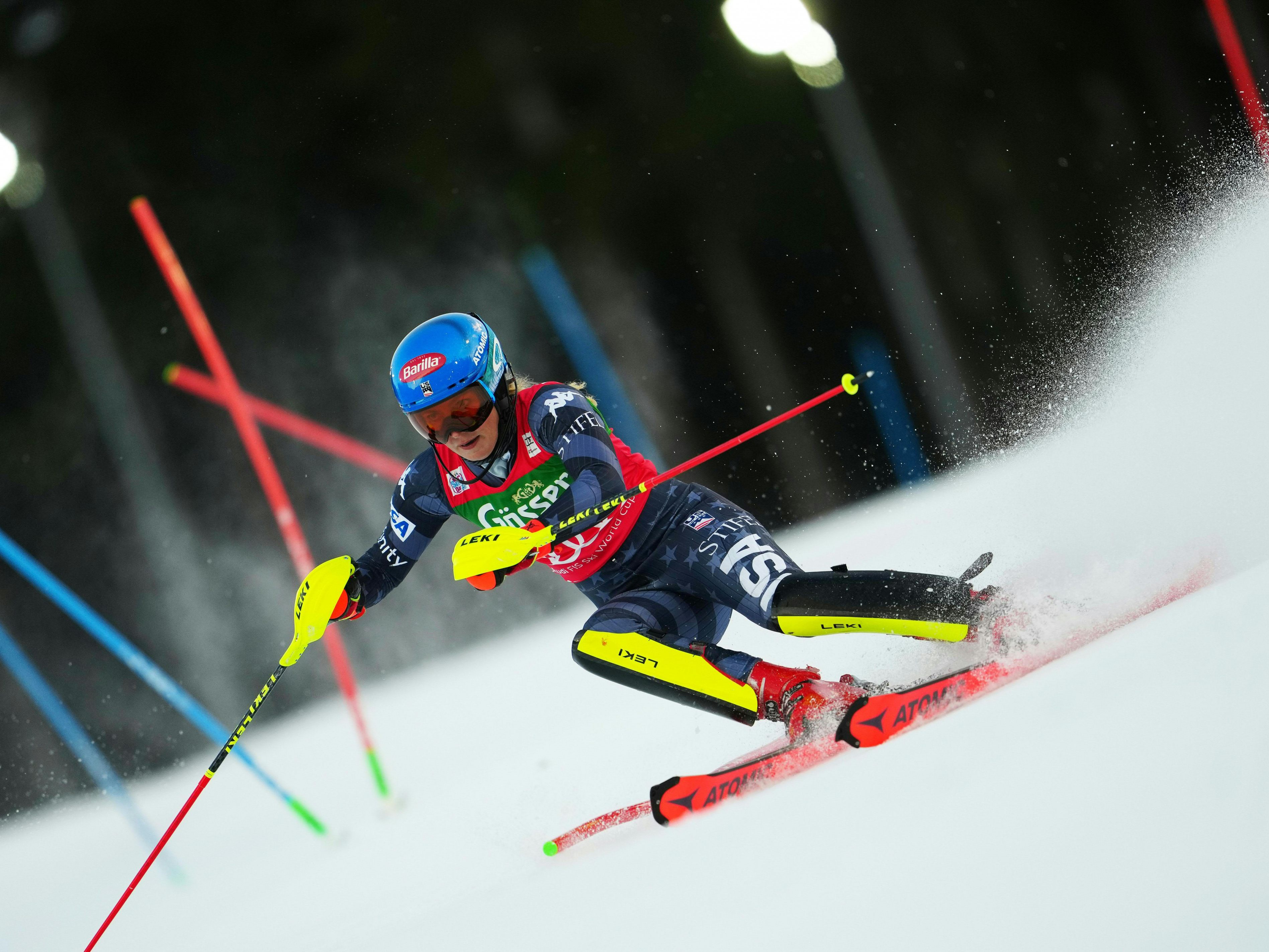 Mikaela Shiffrin geht als Halbzeitführende in den zweiten Durchgang.