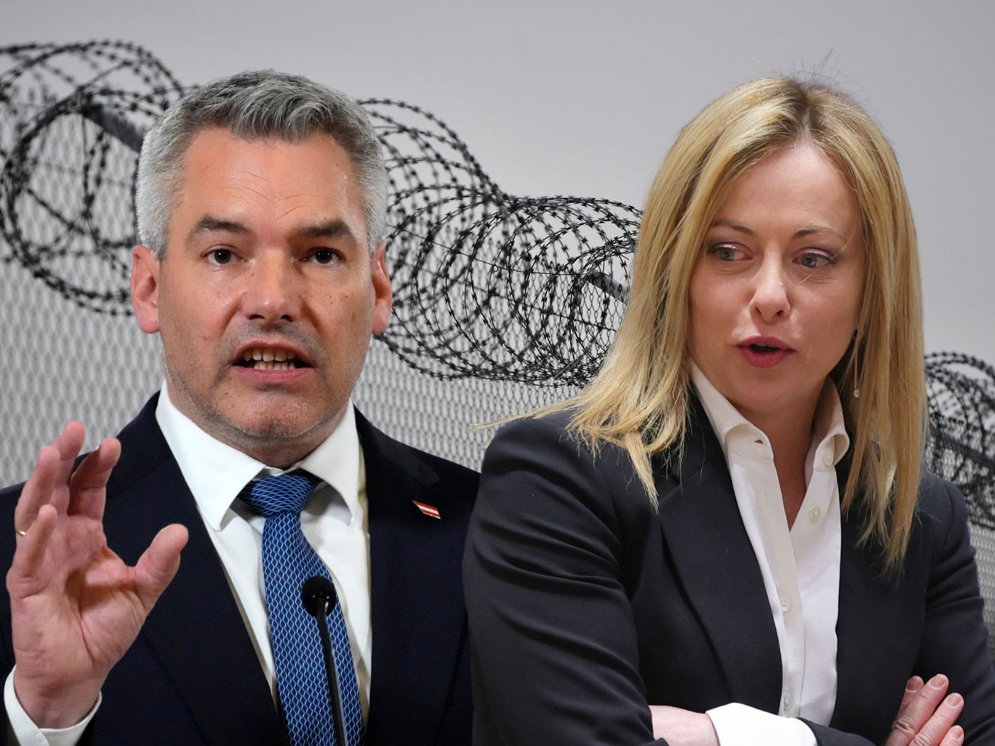 Für Grenzzäune und Seeblockaden: Karl Nehammer, Giorgia Meloni.