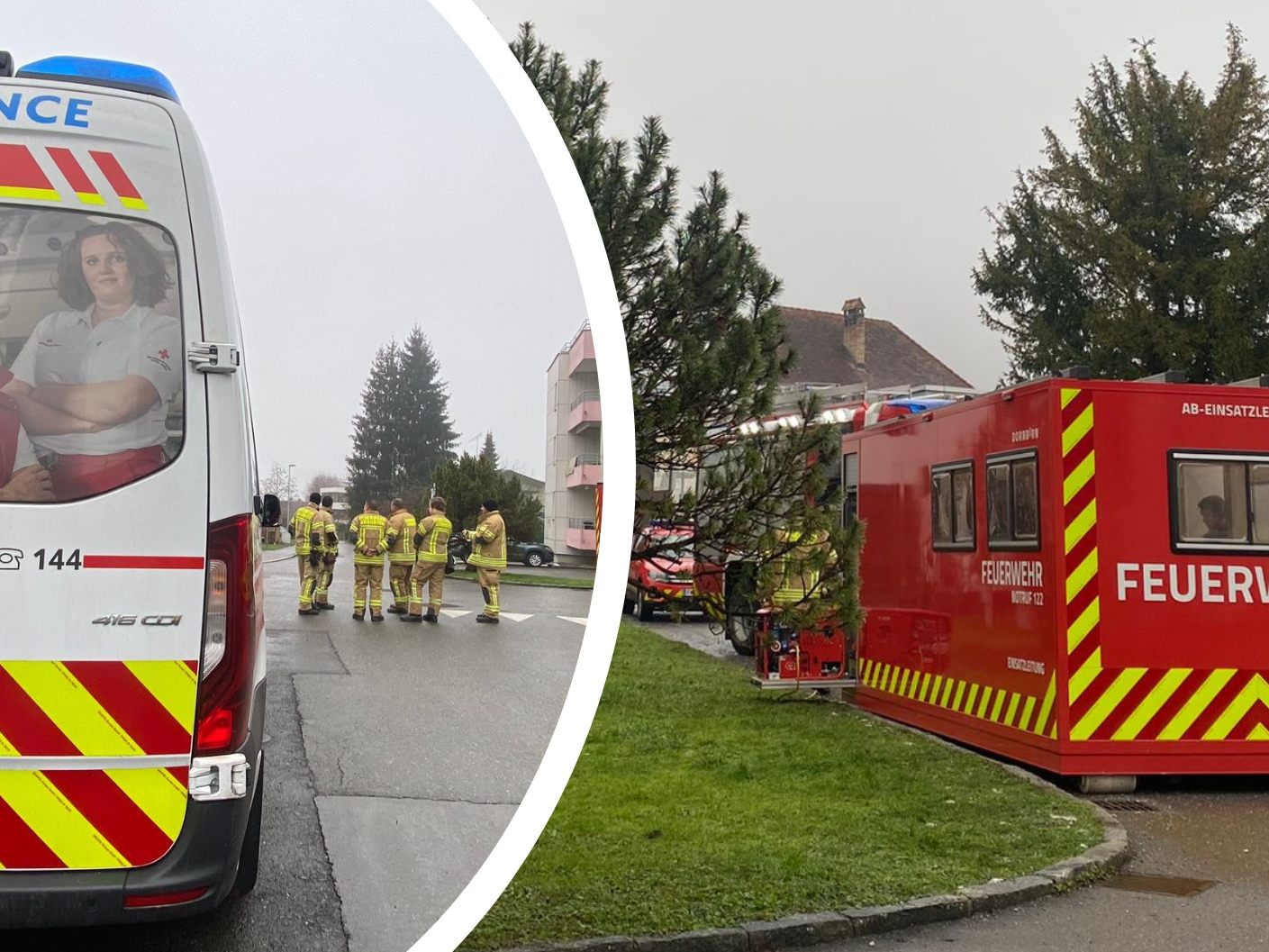 Polizei, Rettung und Feuerwehr sind vor Ort.