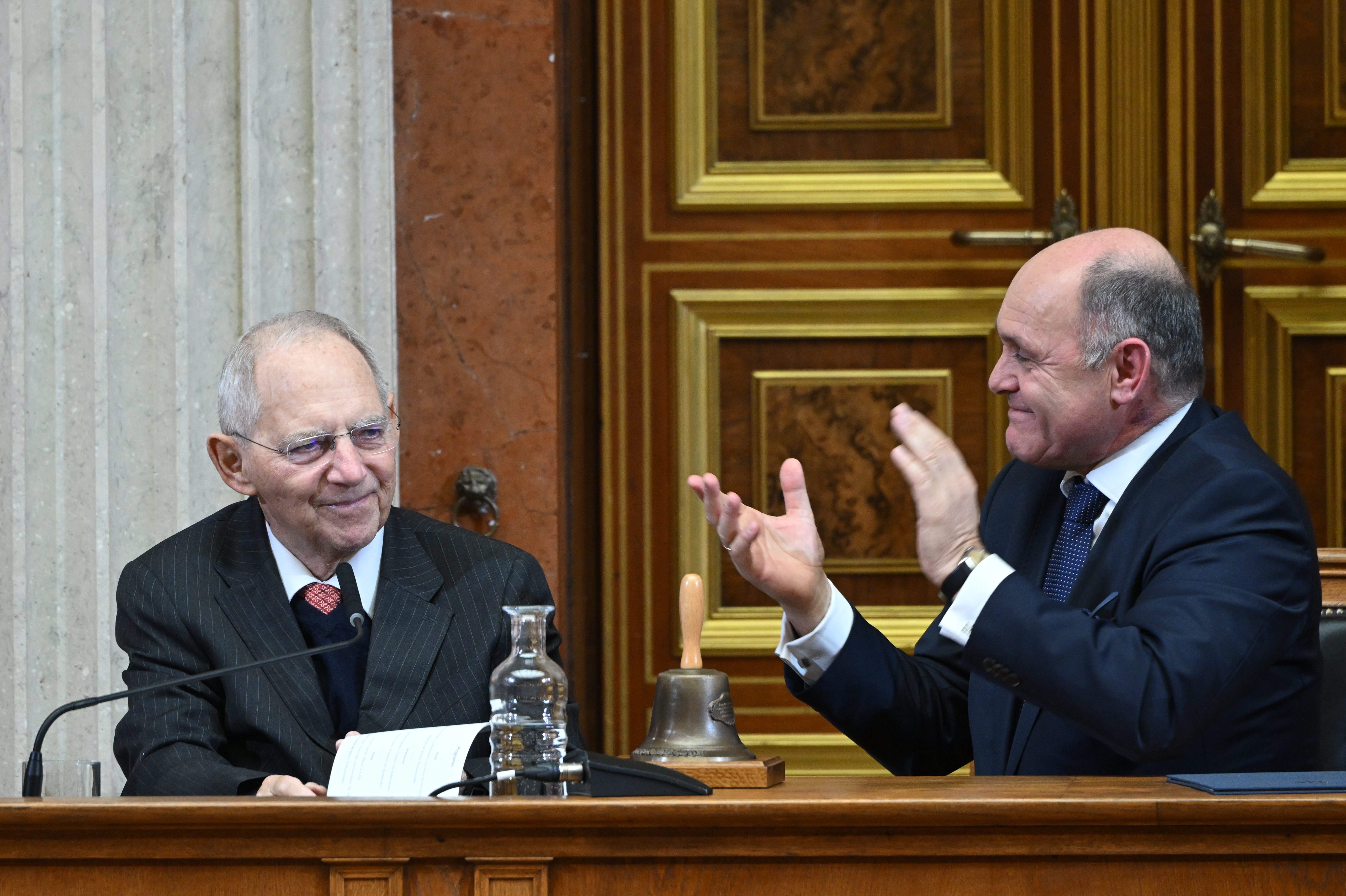  Der ehemalige Präsident des deutschen Bundestags Wolfgang Schäuble und Nationalratspräsident Wolfgang Sobotka (ÖVP).  