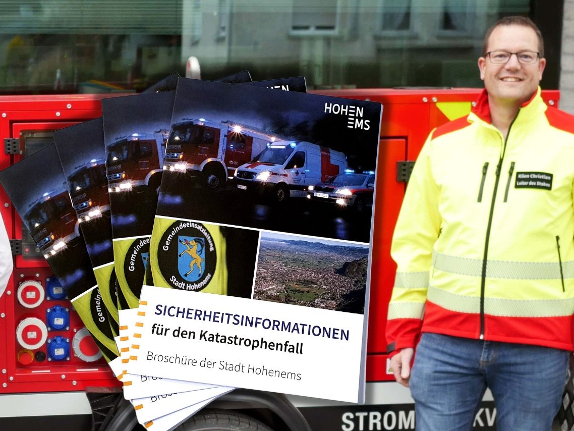 Bgm. Dieter Egger, Feuerwehrkommandant Mathias Österle, Sicherheitsbeauftragter Christian Klien.