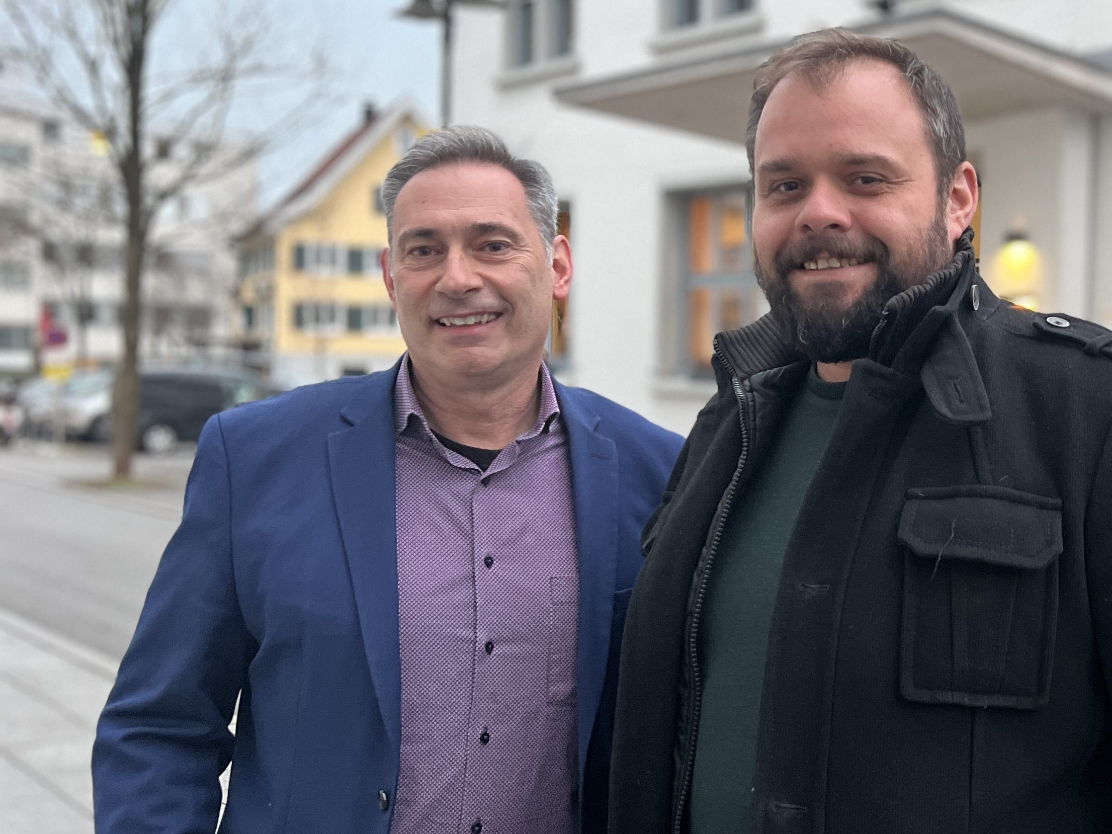 Thomas Niedermair (Verein Arbeiterheim) und Markus Fäßler (Stadtrat Dornbirn, SPÖ) über die Zukunft der Immobilie.