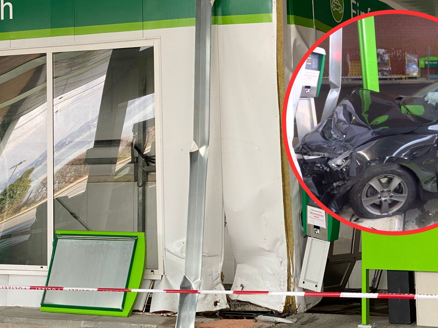 Donnerstagmorgen krachte ein Auto gegen die Waschanlage in Lochau.