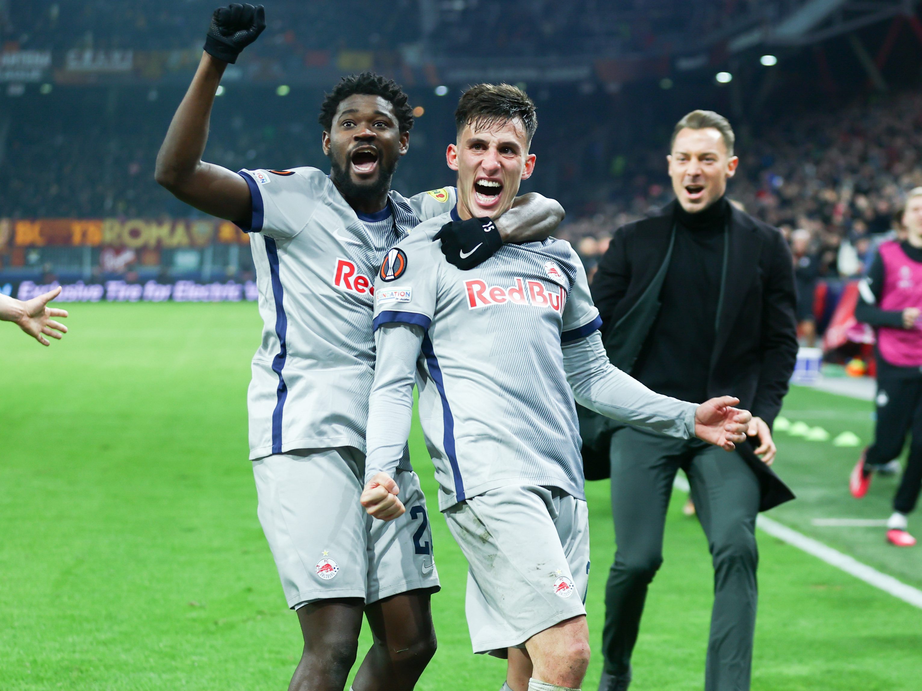 Die Salzburger jubelten spät über den Sieg gegen die AS Roma.