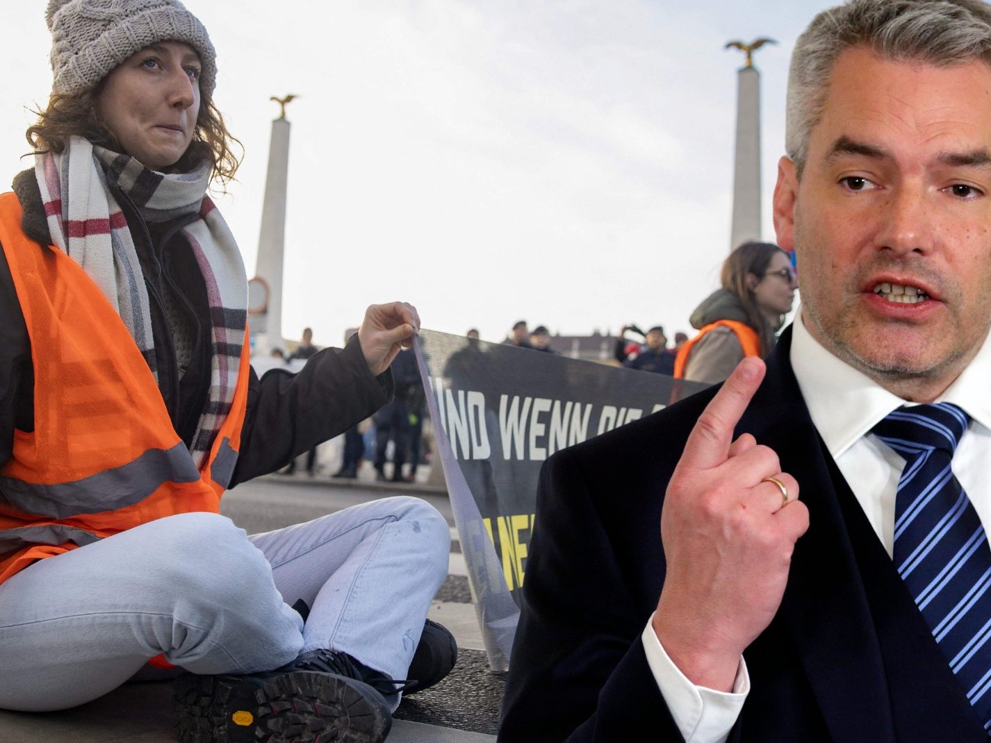 "Völlig falsche Form des Protests" sagt Kanzler Nehammer.