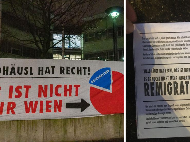 Unbekannte verstreuten zahlreiche Flugblätter im Schulhof des Wiener Gymnasiums.