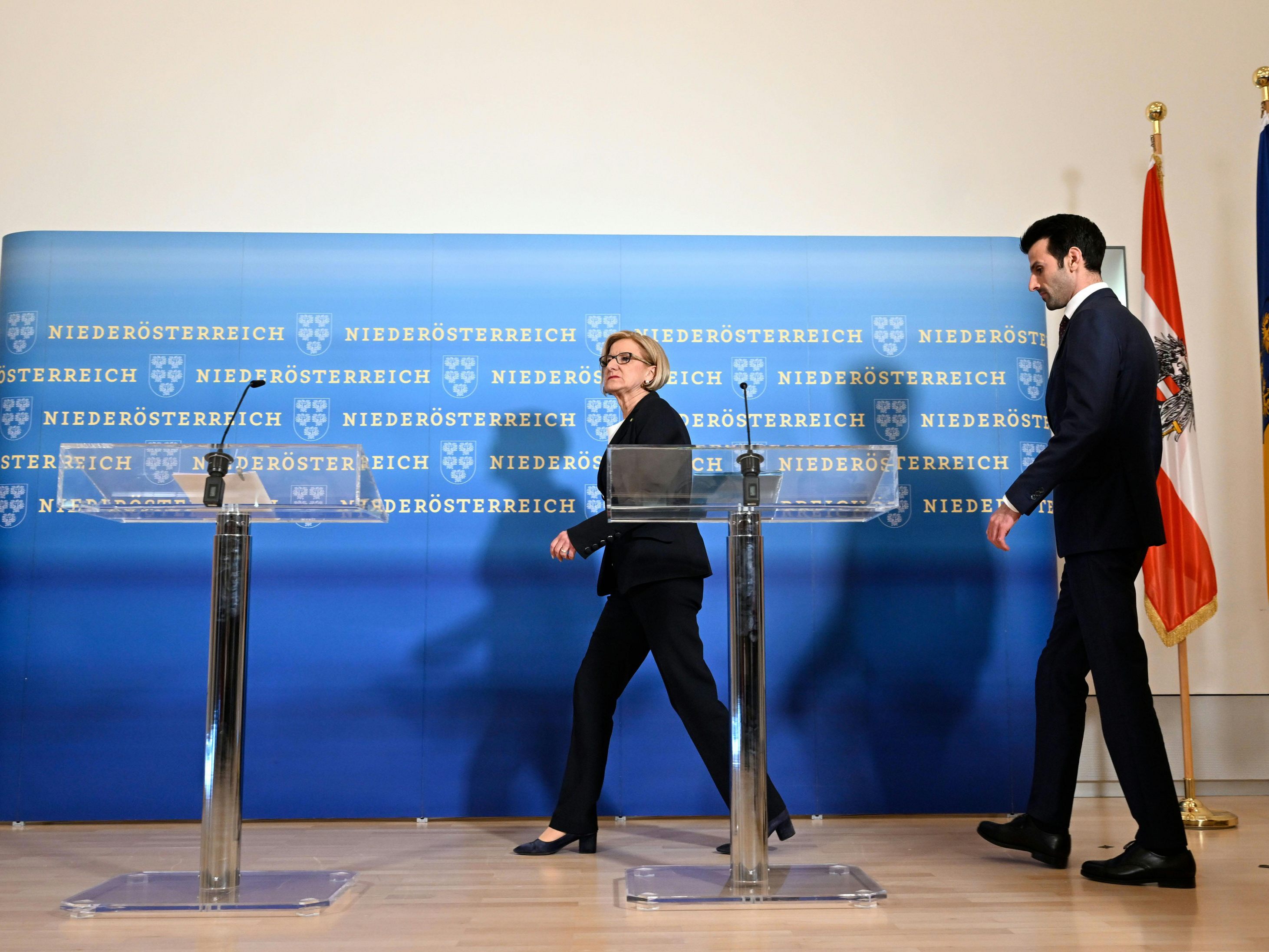 Landeshauptfrau Mikl-Leitner und FPÖ-NÖ-Chef Landbauer am Freitag.