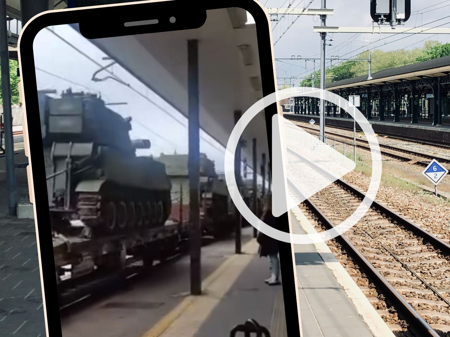 Ein mit Panzern beladener Zug passierte den Bahnhof von Udine in Richtung Österreich.