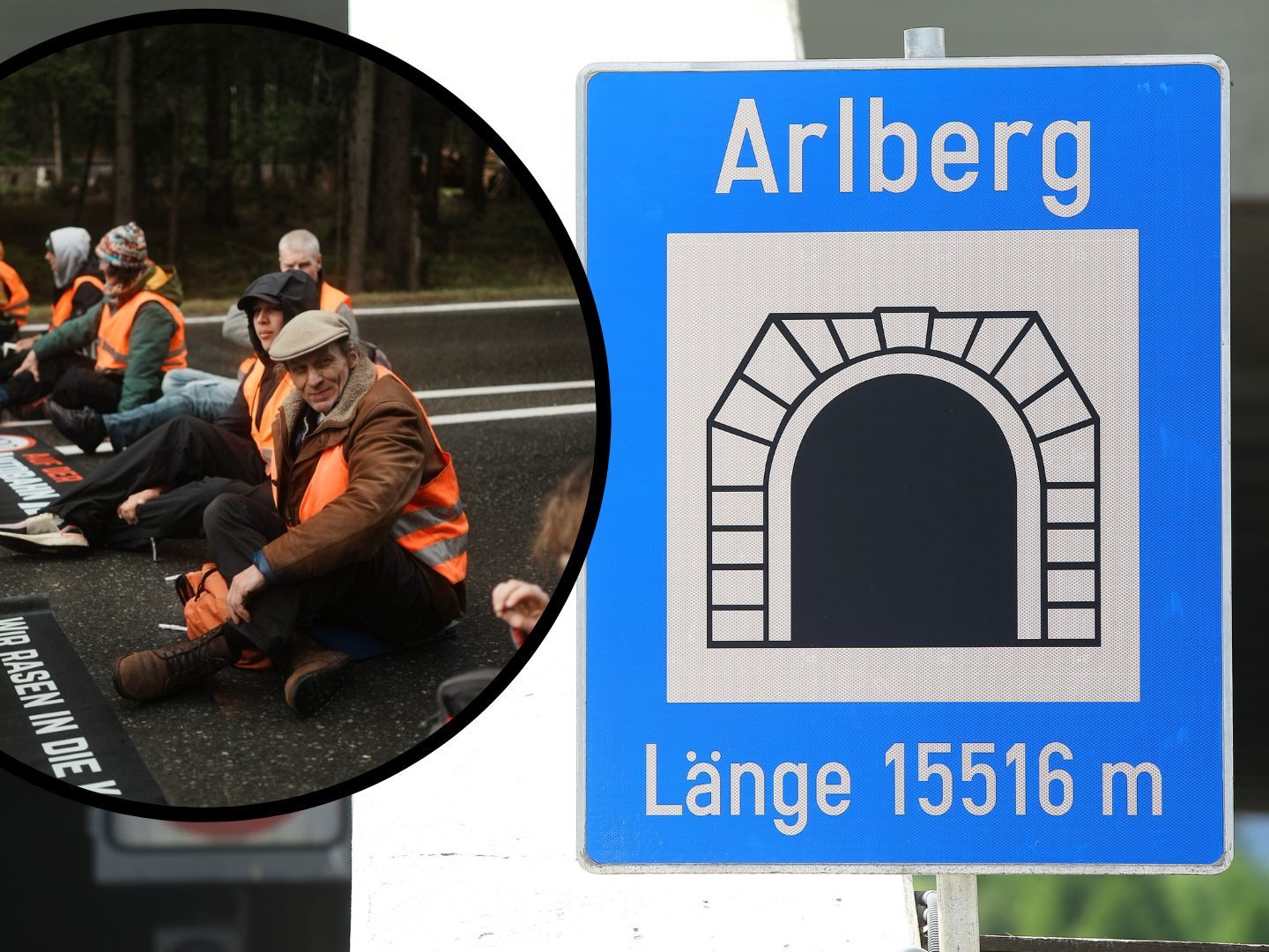 Klima-Aktivisten klebten sich am Donnerstag auf die Arlbergstraße-