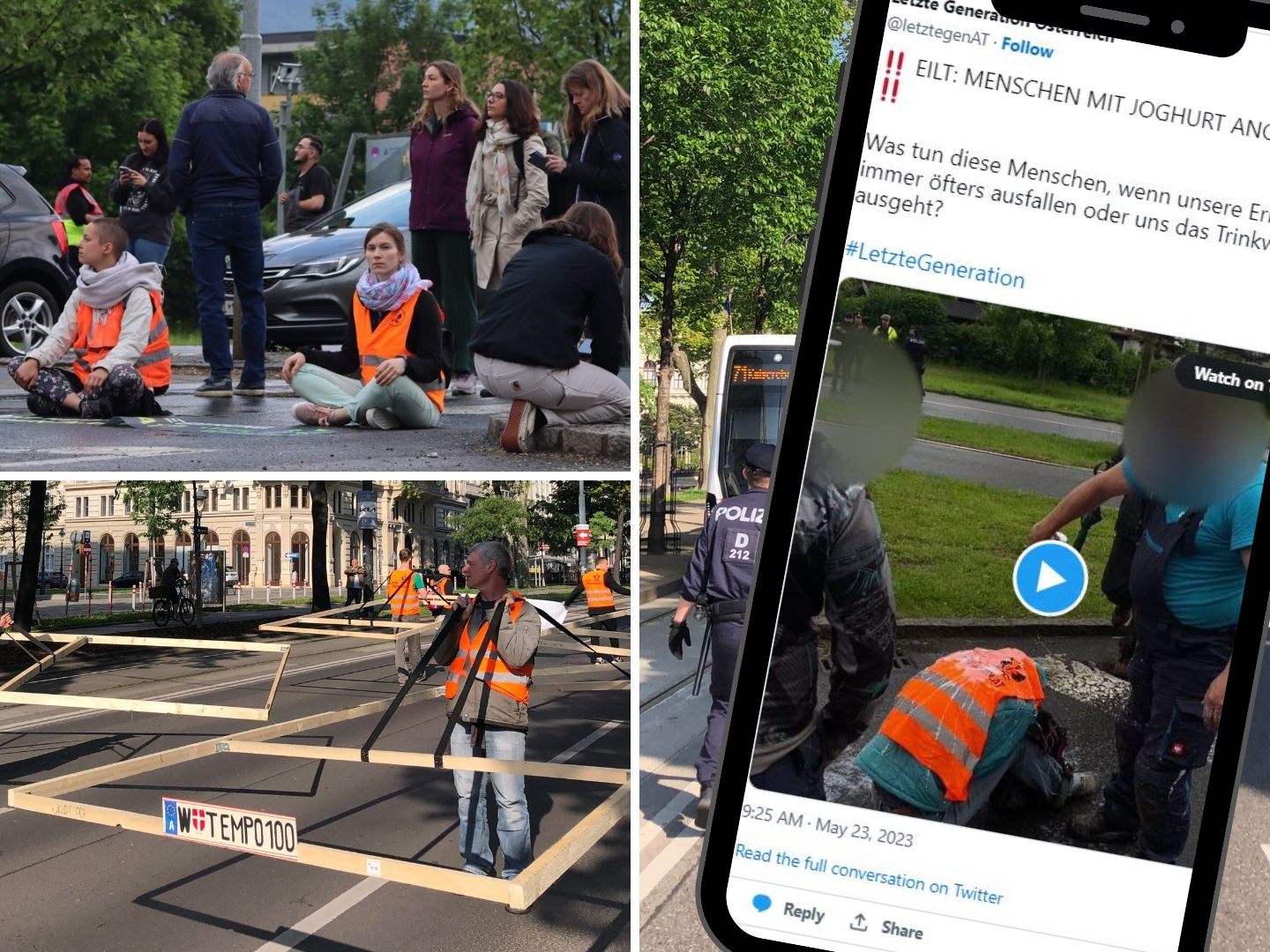 Die "Letzte Generation" war in Innsbruck und Wien aktiv - Und wurde dabei auch attackiert.