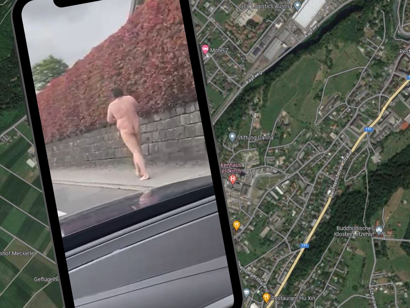 Der Mann wurde von einem vorbeifahrenden Auto aus aufgenommen, und das Bild VOL.AT zugespielt.