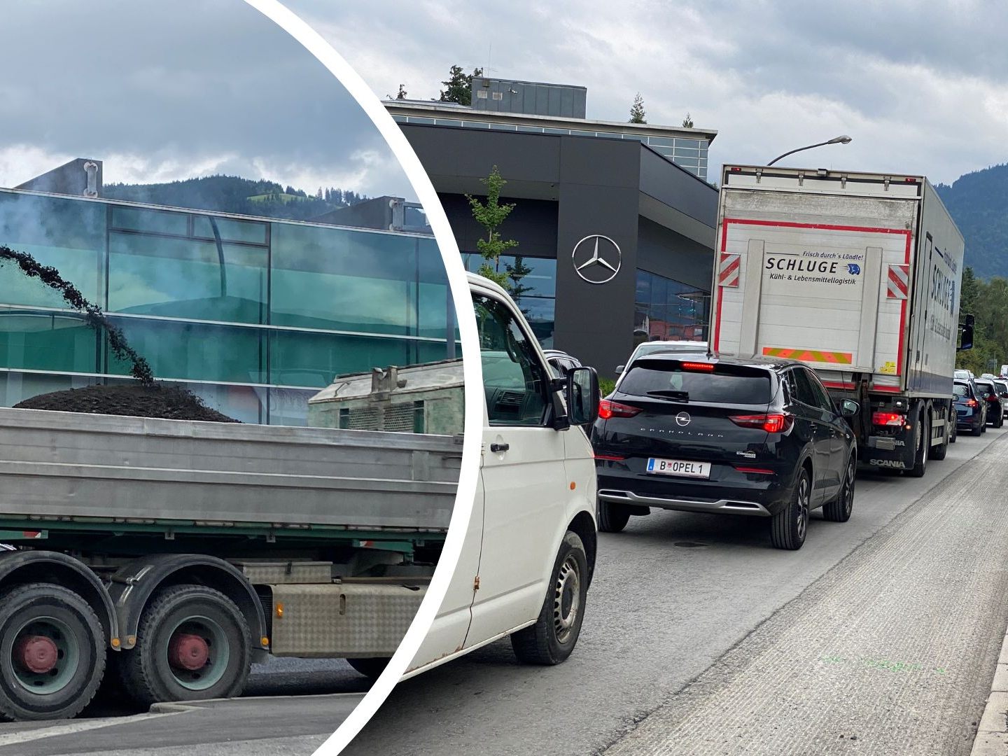 Aufgrund der Sperre der Senderstraße und einer Baustelle im Schwefel kommt es zu längeren Wartezeiten.