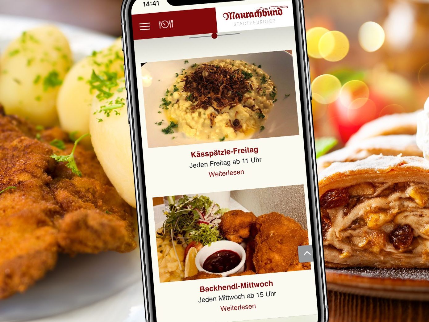 Im Maurachbund können Gäste viele köstliche Speisen genießen: Neben traditioneller Küche mit Fleisch, gibt es auch vegetarische Alternativen.