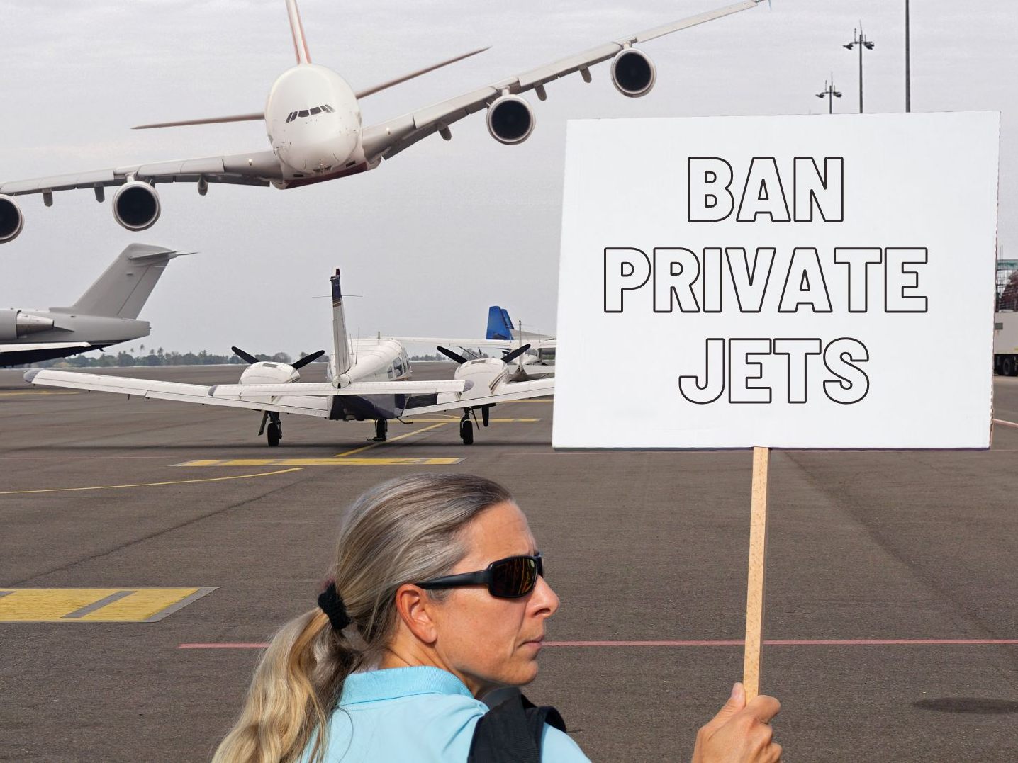 "ban private jets"- Klimaaktivisten