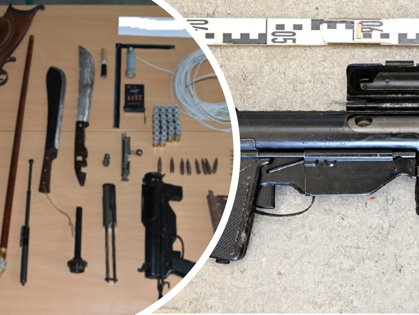 Die von der Polizei sichergestellten Waffen.