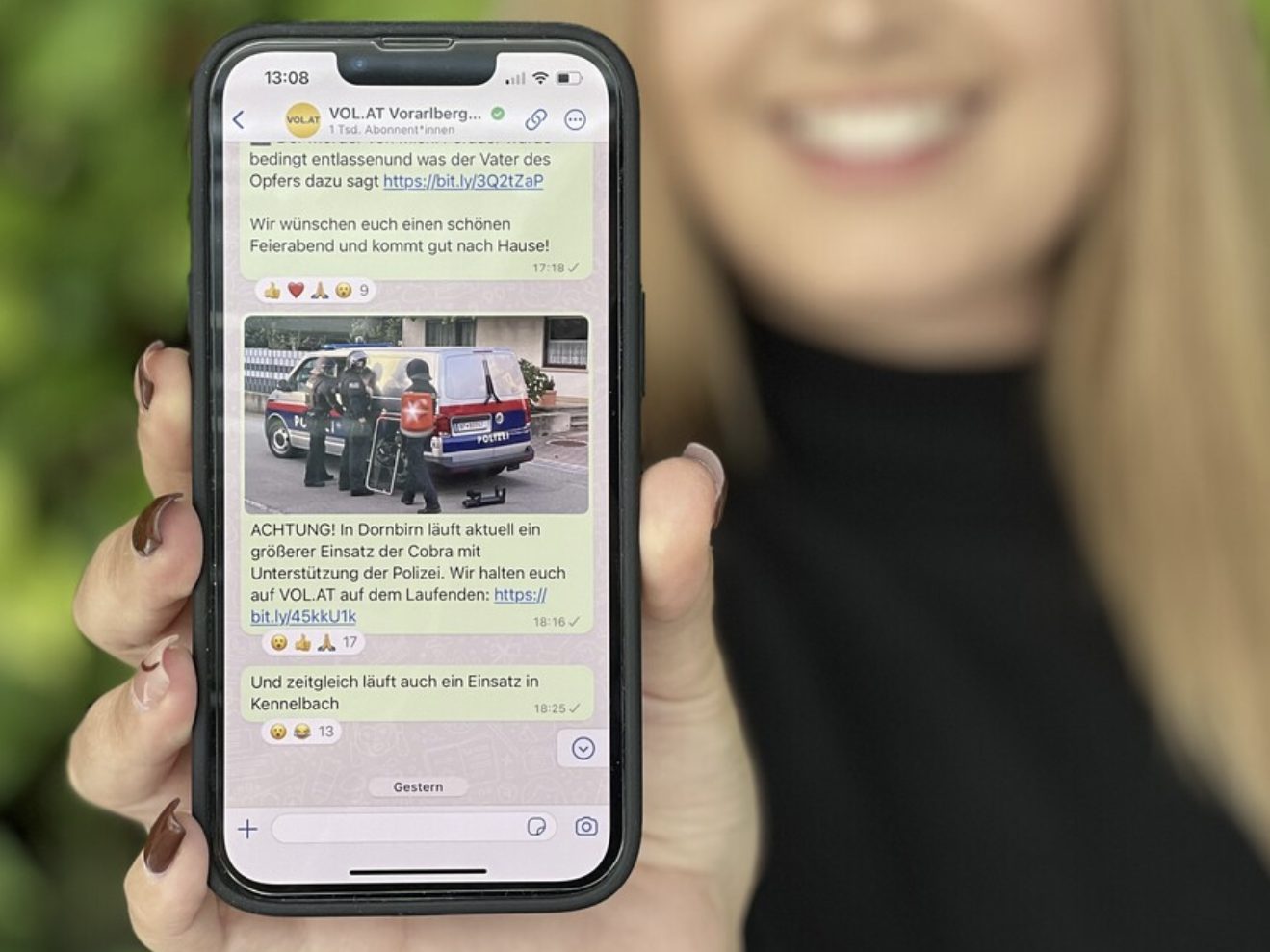 VOL.AT ist auch auf WhatsApp - mit bereits mehr als 7.000 Followern.