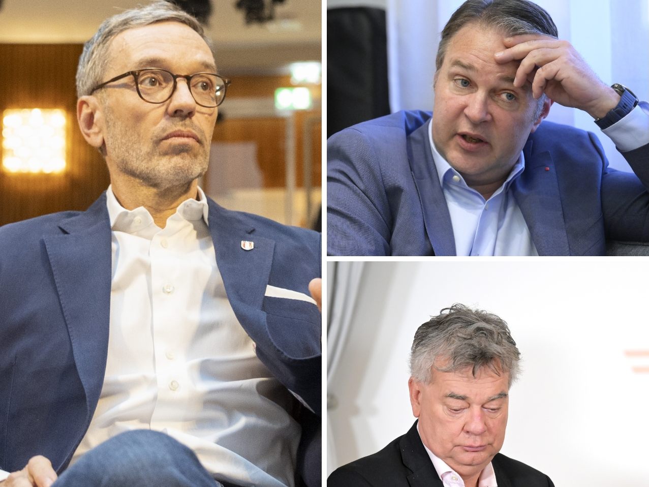 Freiheitliche unter Herbert Kickl (l.) waren 2023 mit durchschnittlich 28 Prozent auf Platz 1 bei den Sonntagsfragen.