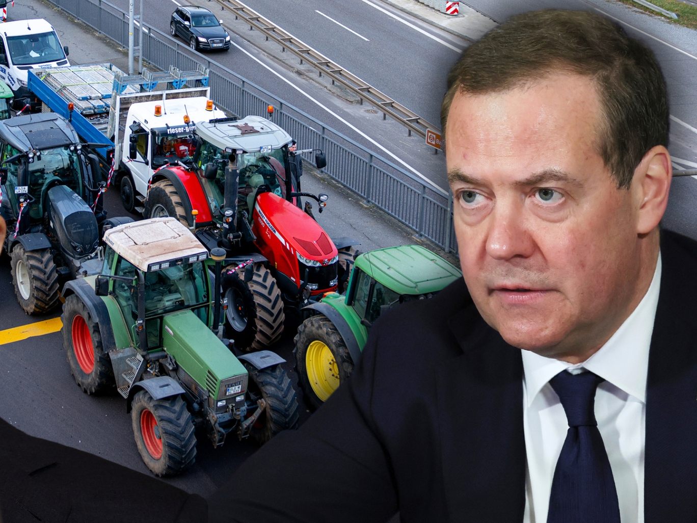 Nach den Bauernprotesten in Deutschland hat Russlands Ex-Präsident Dmitri Medwedew über die deutsche Regierung gespottet.