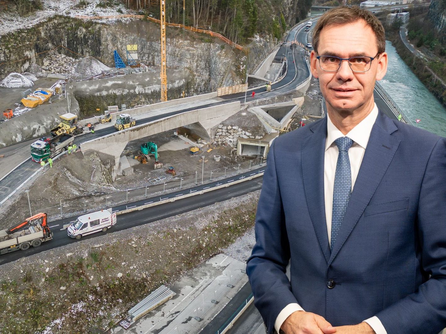 Größtes laufendes Straßenprojekt ist der Feldkircher Stadttunnel.