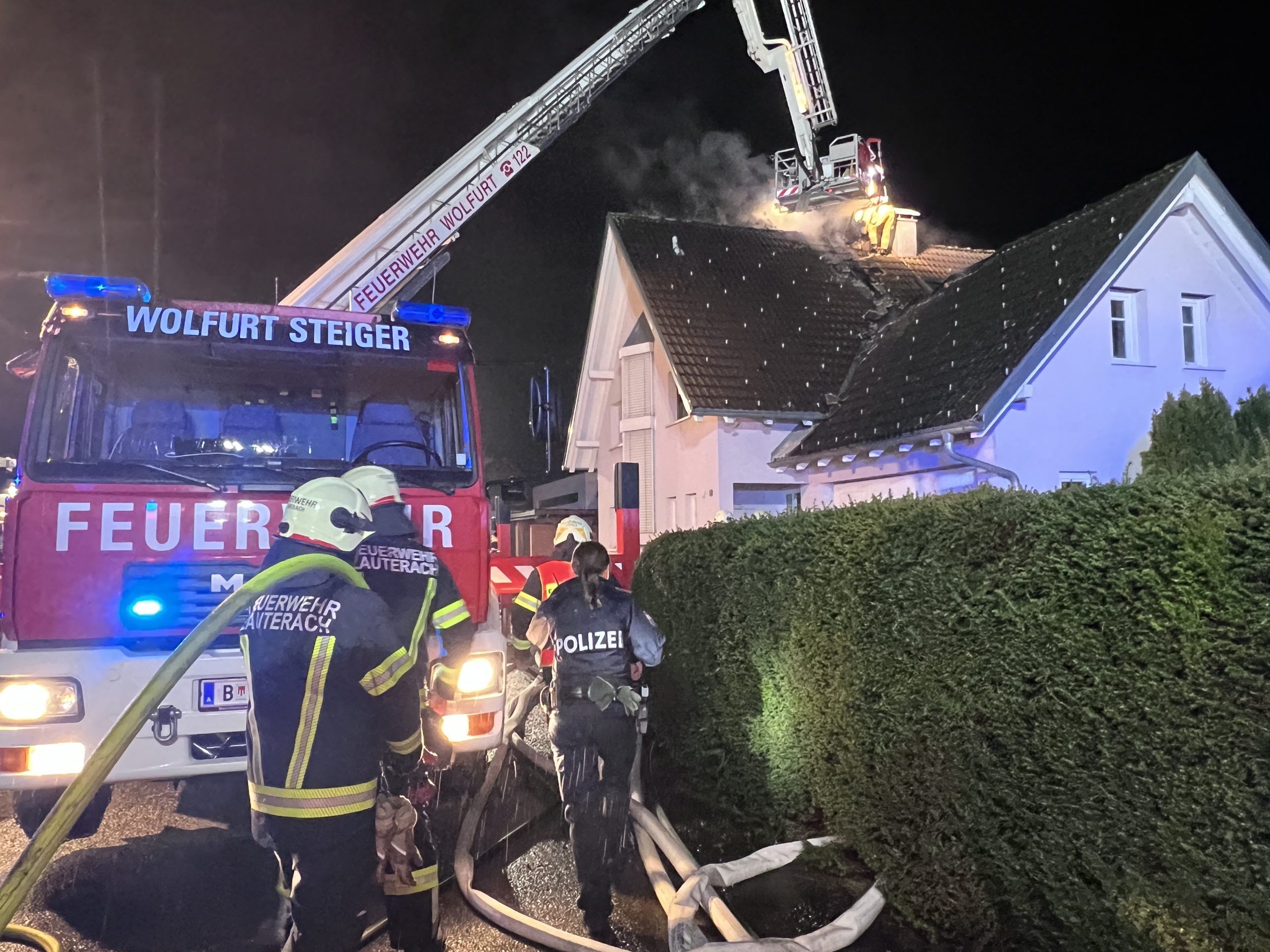Dachstuhlbrand in Lauterach.