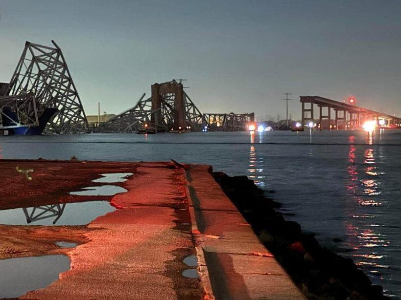 Key Bridge nach Schiffskollision eingestürzt - genaues Ausmaß der Schäden noch nicht bekannt.