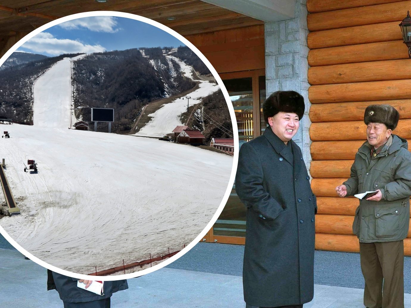 Russische Touristen auf Piste in Nordkorea