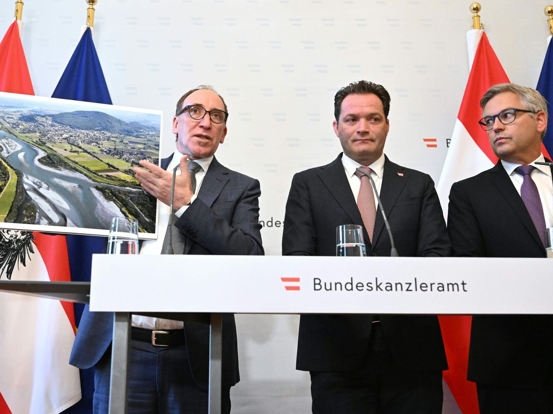 Gesundheitsminister Johannes Rauch (Grüne), Landwirtschaftsminister Norbert Totschnig (ÖVP) und Finanzminister Magnus Brunner (ÖVP).