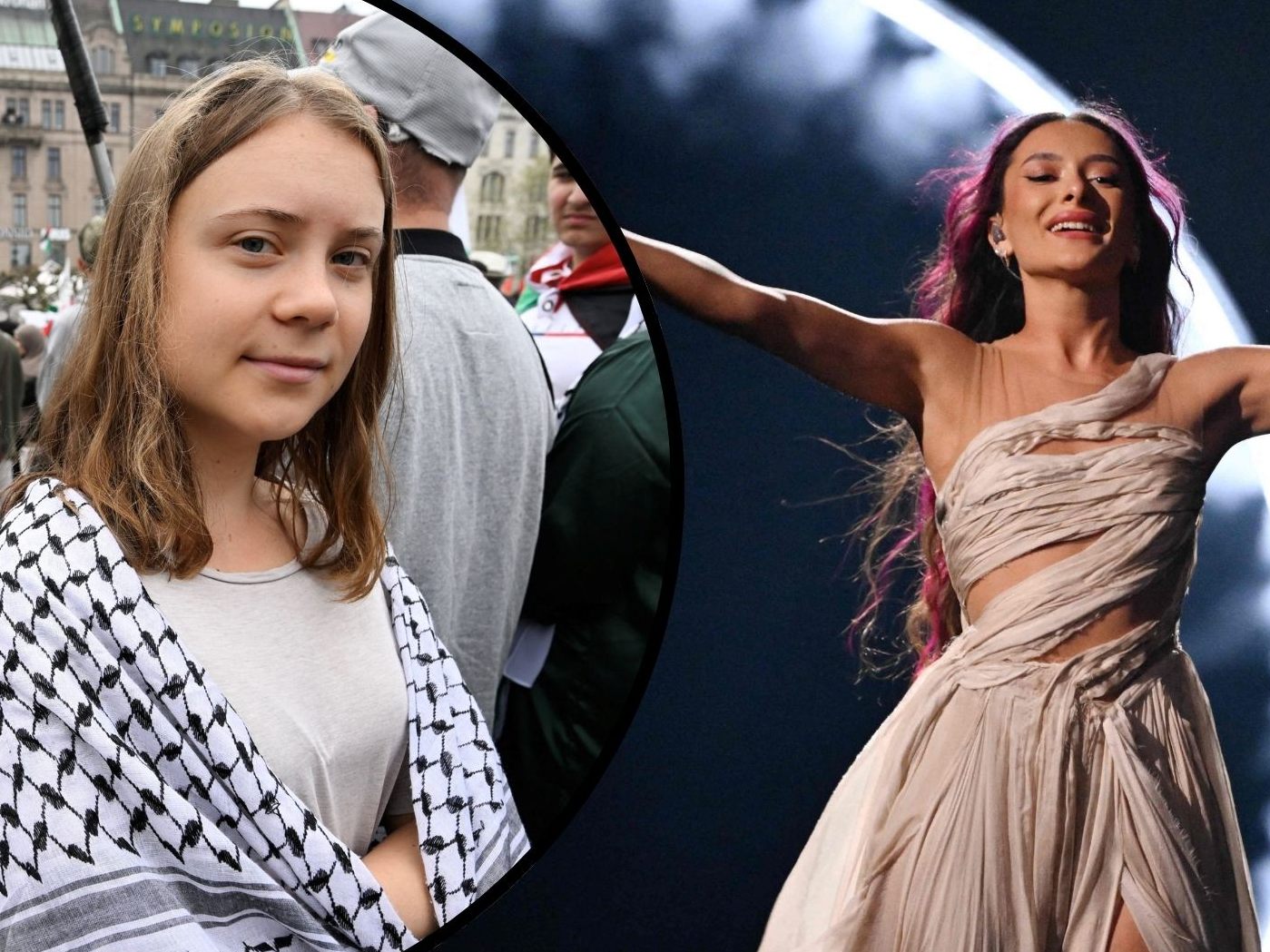 Greta Thunberg demonstrierte vor dem Auftritt von Israel beim Eurovision Song Contest.