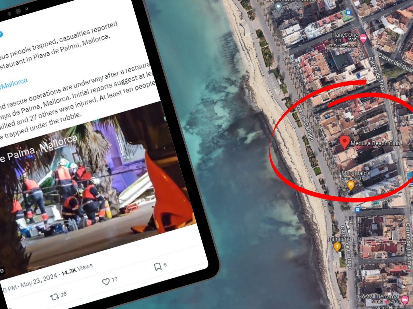 Club an der Playa del Palma eingestürzt - Großeinsatz der Rettungskräfte auf Mallorca.