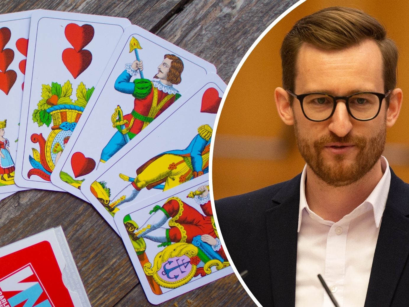 Mit der Forderung nach "Jassen auf Krankenschein" für Senioren machen die Vorarlberger NEOS im Landtagswahlkampf auf sich aufmerksam.