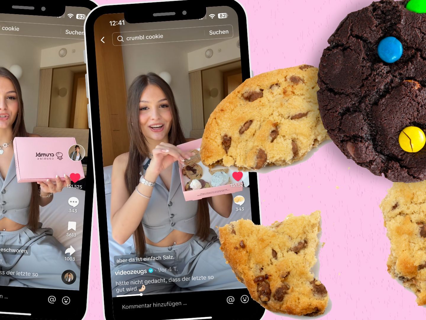 In einem neuen Video auf TikTok zeigt die beliebte Influencerin Feli, bekannt unter dem Namen Videozeugs, wie sie die berühmten Crumble Cookies aus den USA probiert.