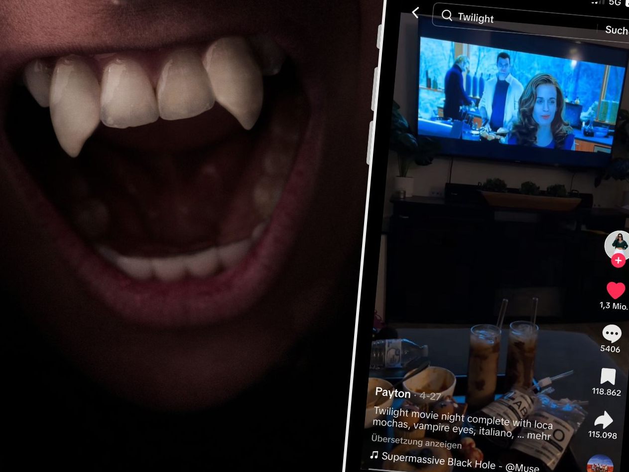 Eine Frau hat für ihren Freund einen besonderen Twilight-Filmabend vorbereitet und dafür einen kompletten Snackteller zusammengestellt.