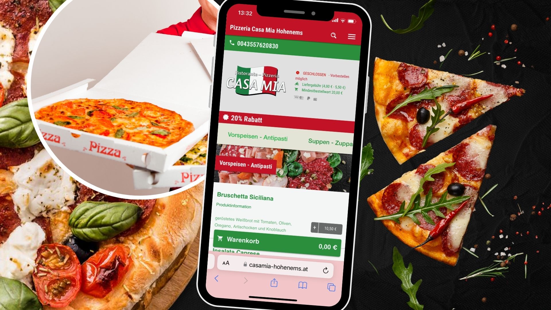 Die Pizzeria Casa Mia besticht durch ihre Vielfalt an italienischen Delikatessen. 