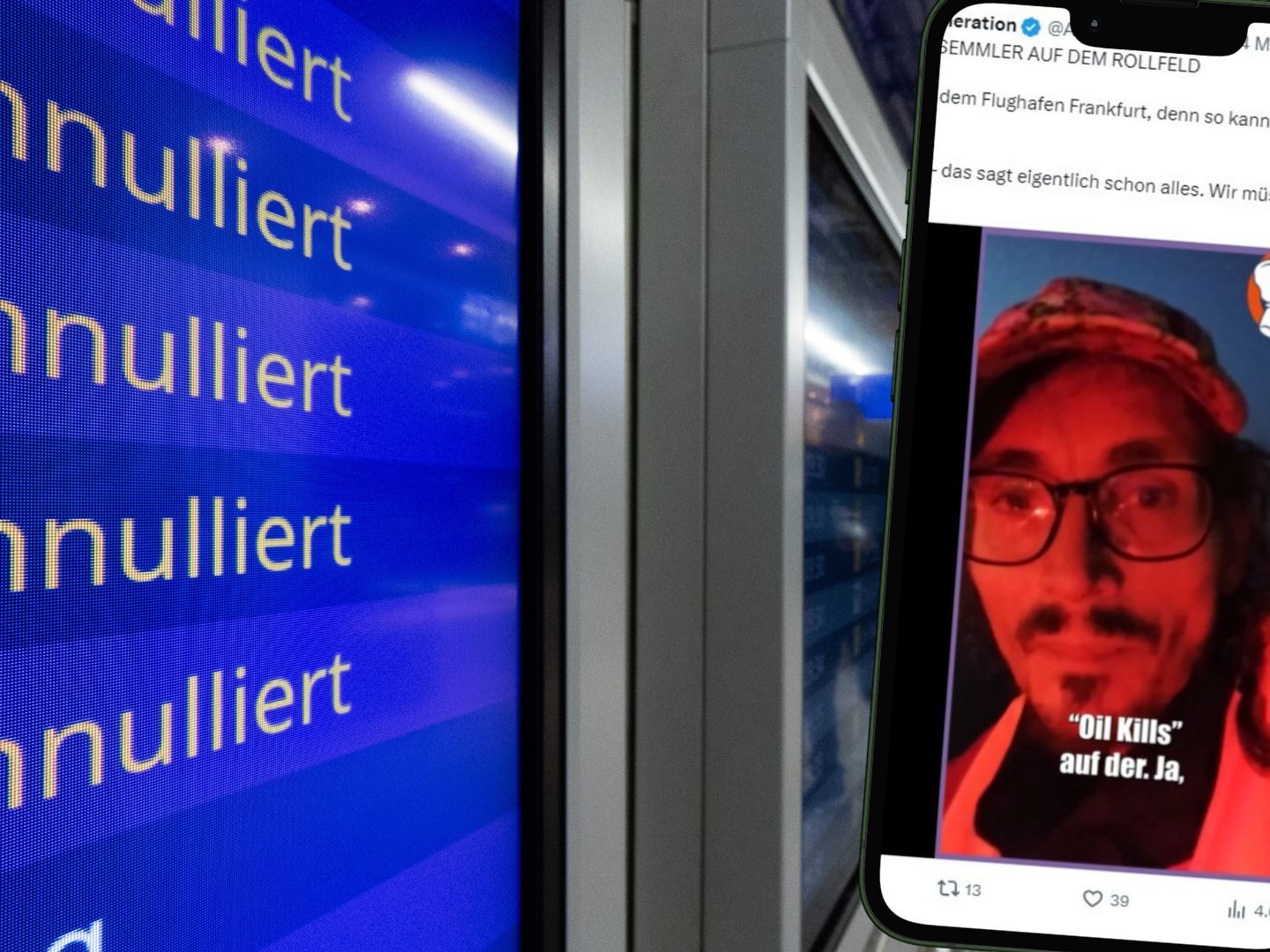 Ein Klimaprotest legt den Flughafen Frankfurt lahm.