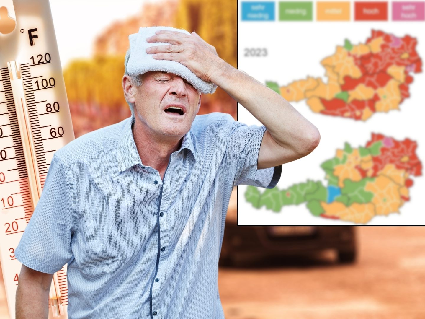 Karte zur Hitzebelastung Österreichs: Immer mehr Hitzerisiko-Bezirke (Symbolbild)