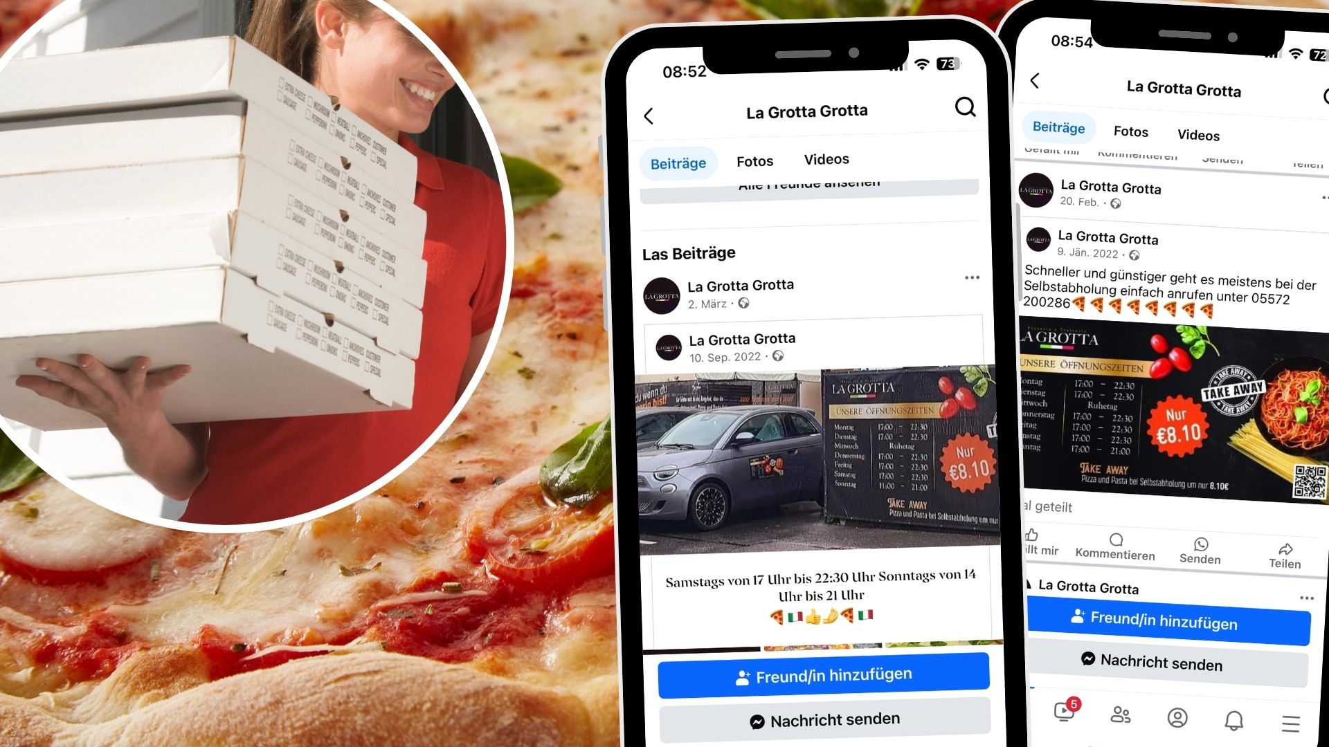 La Grotta verwöhnt hungrige Dornbirner mit schneller Lieferung und italienischen Leckerbissen. 