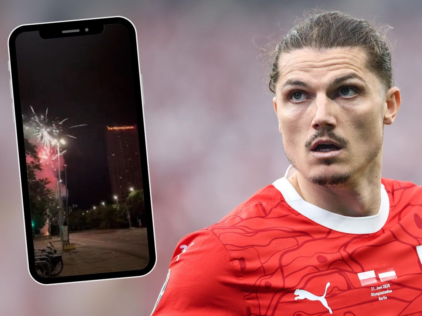 Türkische Fans zündeten Feuerwerk vor ÖFB-Hotel.