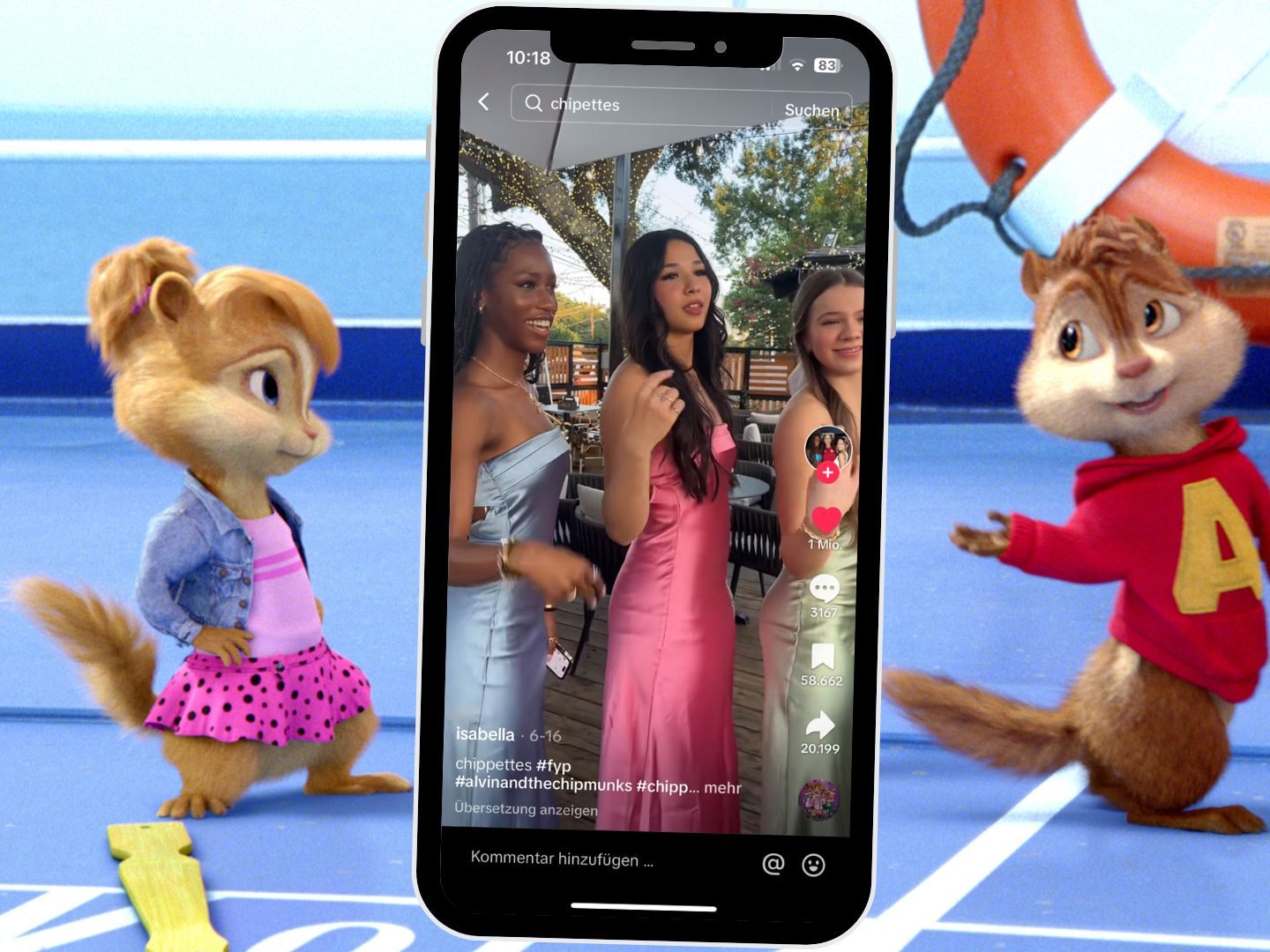 Drei junge Frauen erobern das Internet, indem sie die berühmten Chipettes aus "Alvin und die Chipmunks" nachahmen.