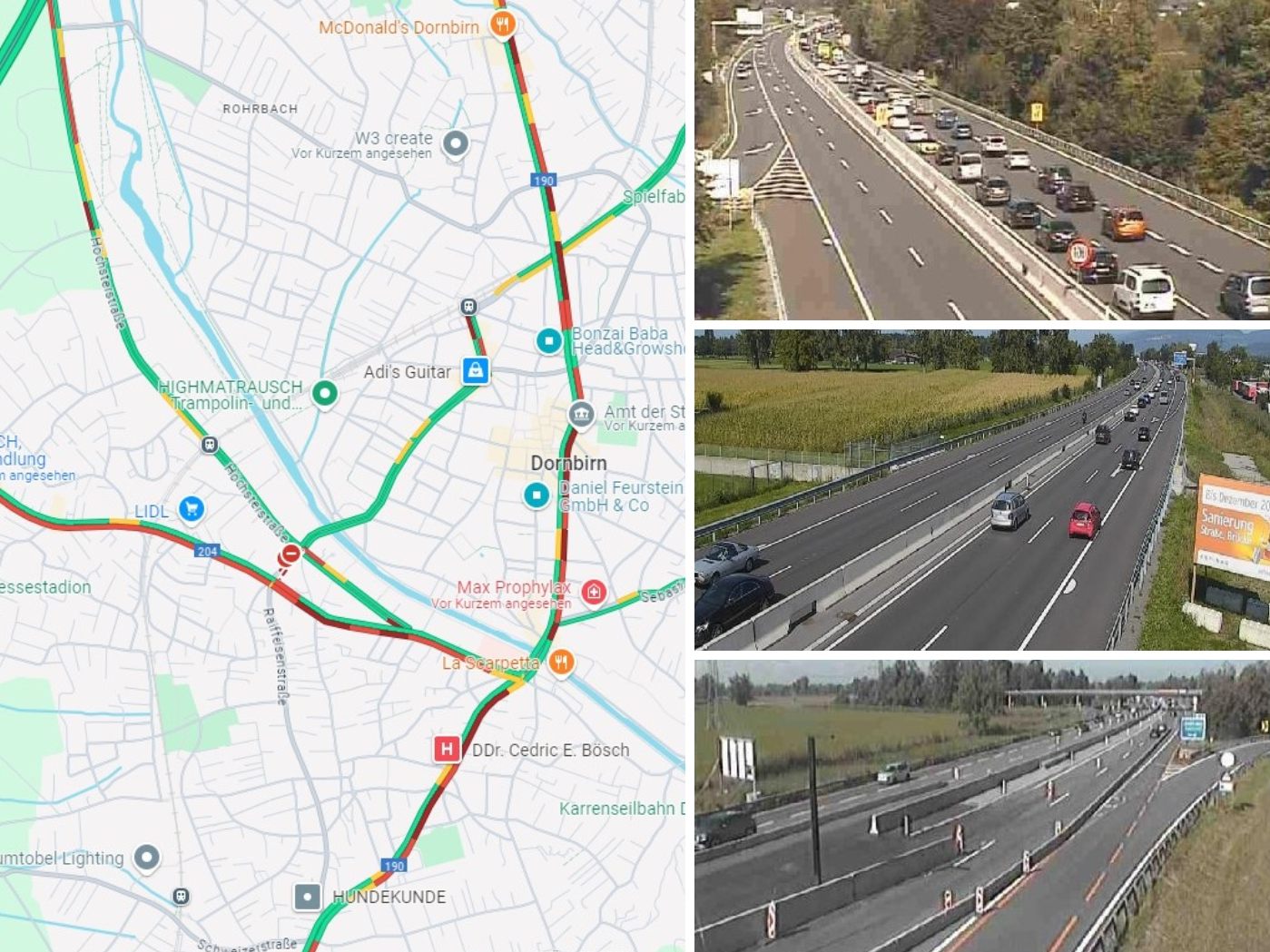 Massive Verkehrsbehinderungen in Dornbirn am Samstagnachmittag.