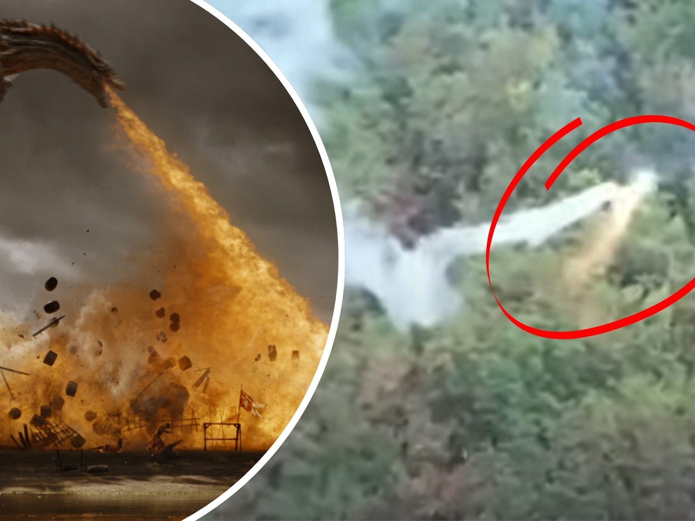 Die neue Drohnen-Waffe der Ukraine (r.) löst Assoziationen mit den Drachen aus der TV-Serie "Game of Thrones" aus.