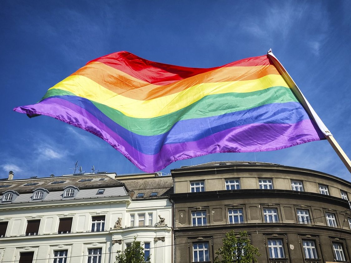 FPÖ-Politiker Gruber wirft in einem Video eine Regenbogenfahne weg.