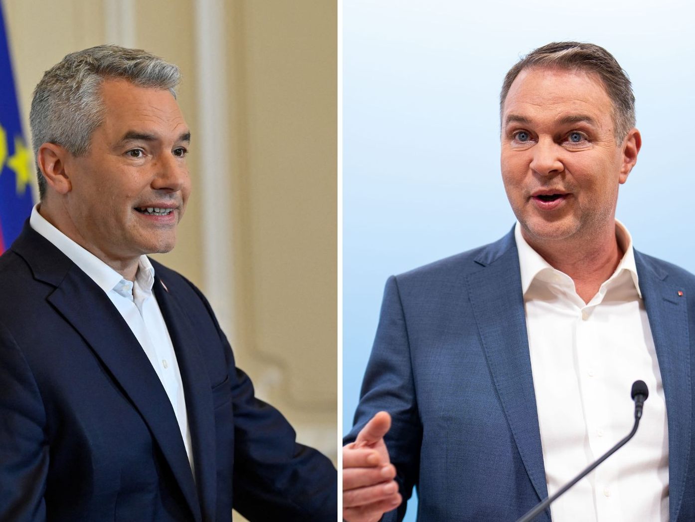 Nehammer und Babler mit ersten Statements zu den Sondierungsgesprächen.