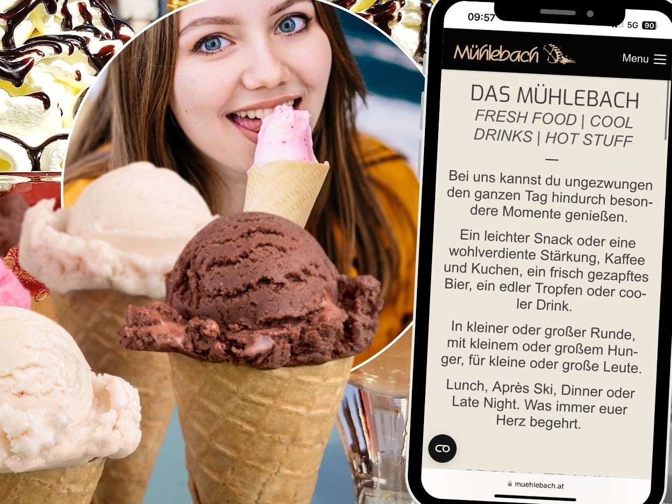 Das Café Mühlebach in Brand ist der perfekte Ort für Eisliebhaber, die sich auf süße, erfrischende Leckereien freuen.