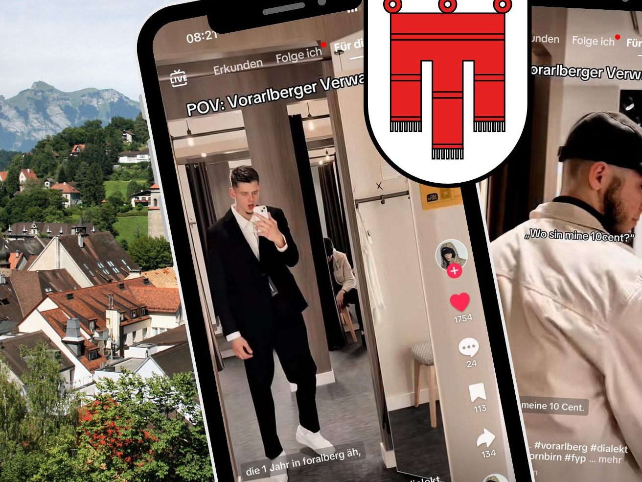 Im TikTok-Video zeigt ein junger Vorarlberger humorvoll verschiedene Begrüßungen und Styles vor dem Spiegel.