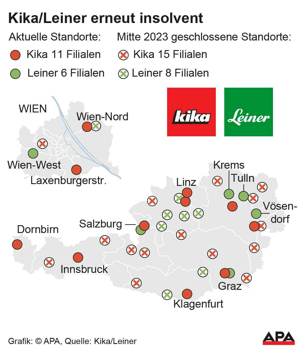Karte: Aktuelle Standorte, Mitte 2023 geschlossene Standorte