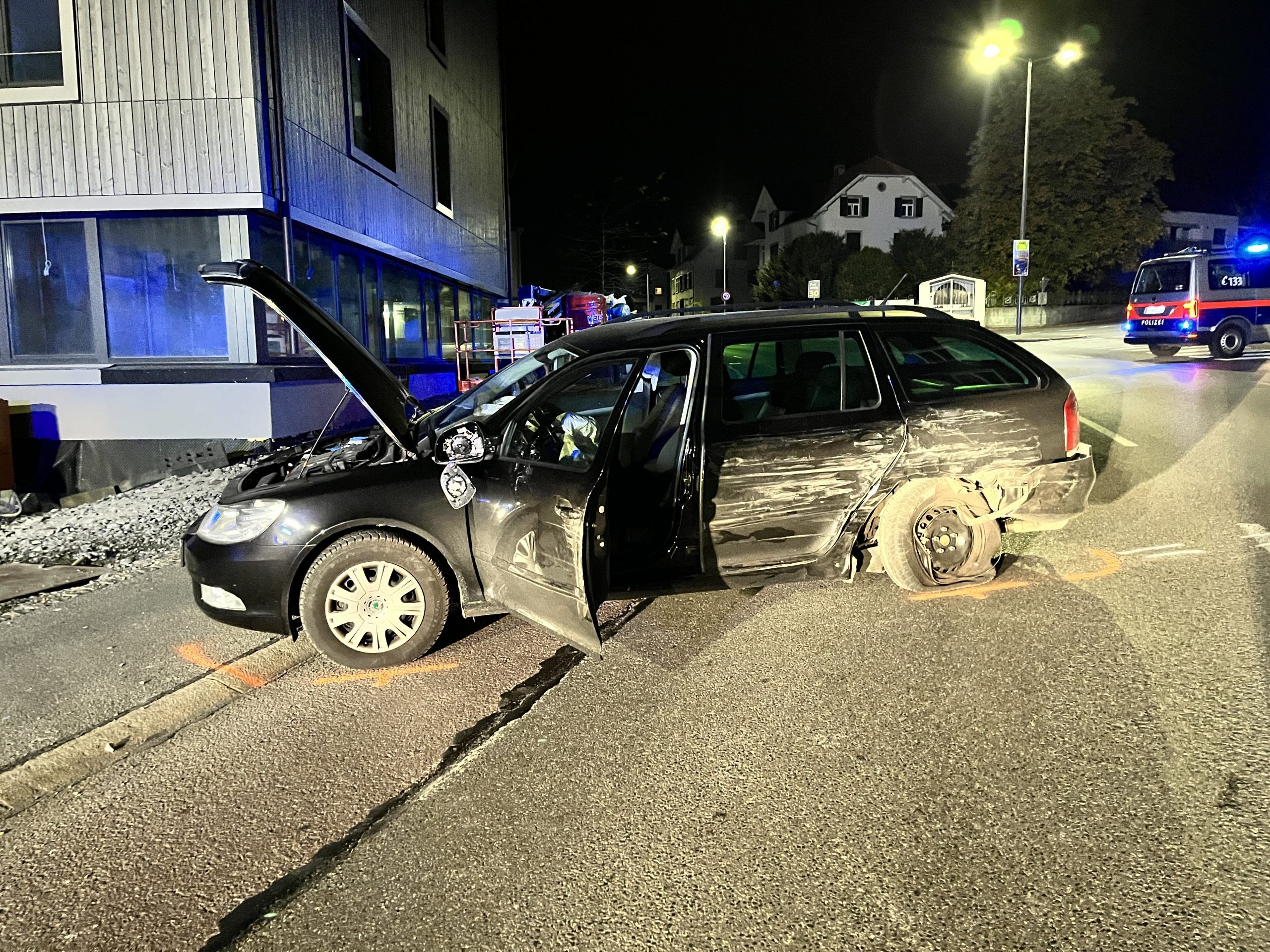 Unfall in Dornbirn Haselstauden am Donnerstagabend.