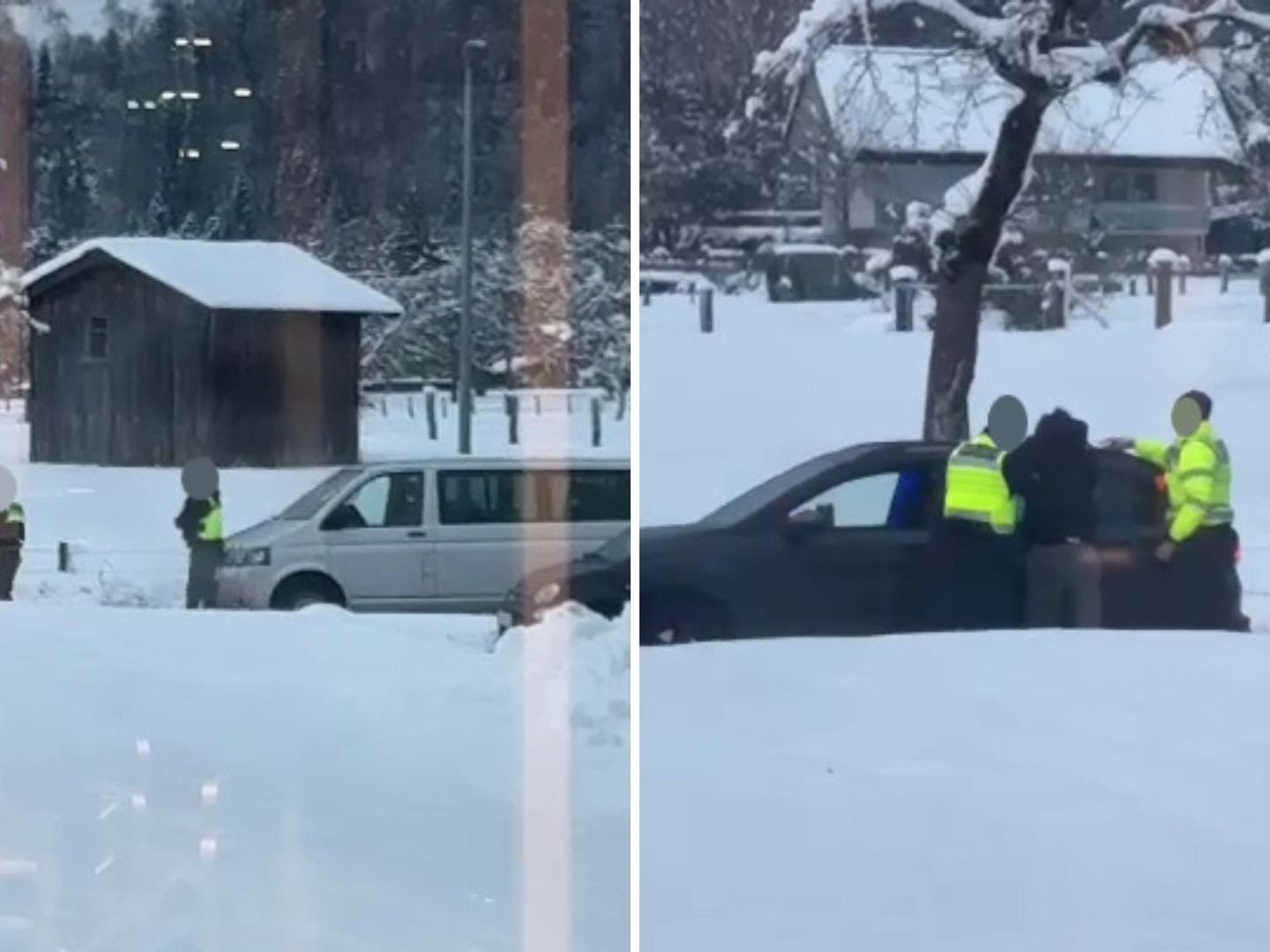 Gründliche Kontrolle eines Pkw-Lenkers am Firmenparkplatz von Russmedia.